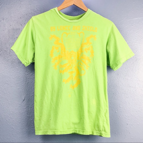 Lance and Shield T Shirt by TankFarm lime green - Picture 1 of 3